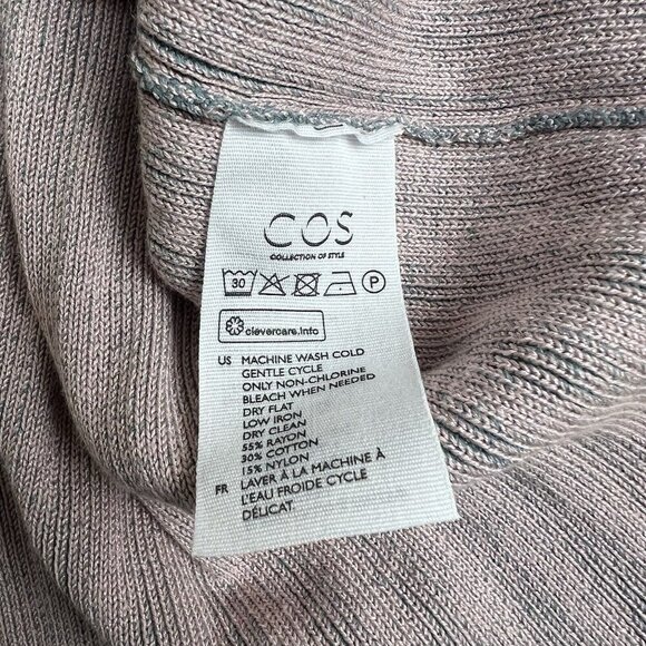 Cos Sleeveless Sweater Tank Ribbed Knit Vest Mock Neck Gray Pink Size Small NEW - Picture 9 of 12